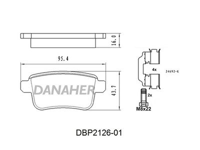 DBP212601 DANAHER Комплект тормозных колодок, дисковый тормоз