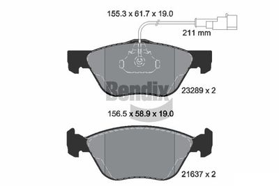 BPD1137 BENDIX Braking Комплект тормозных колодок, дисковый тормоз