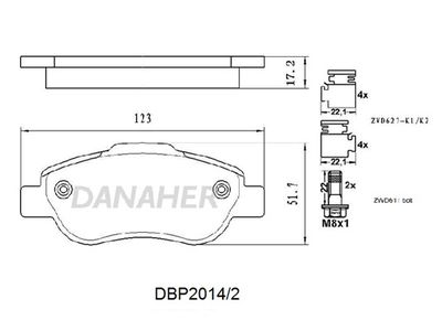 DBP20142 DANAHER Комплект тормозных колодок, дисковый тормоз
