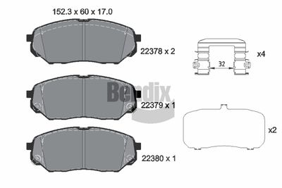 BPD1886 BENDIX Braking Комплект тормозных колодок, дисковый тормоз