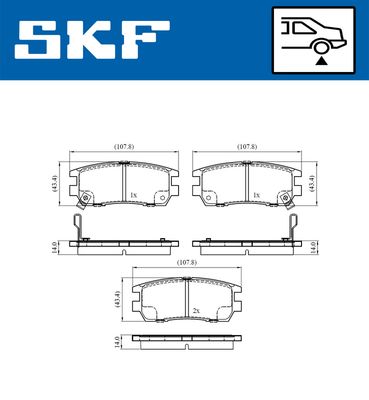 VKBP90571A SKF Комплект тормозных колодок, дисковый тормоз