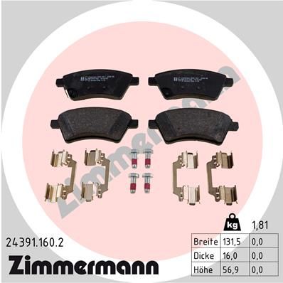 243911602 ZIMMERMANN Комплект тормозных колодок, дисковый тормоз