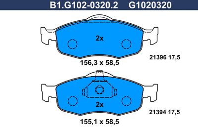 B1G10203202 GALFER Комплект тормозных колодок, дисковый тормоз