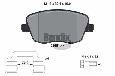 BPD2013 BENDIX Braking Комплект тормозных колодок, дисковый тормоз