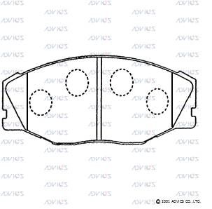 SN249 ADVICS Комплект тормозных колодок, дисковый тормоз