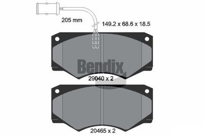 BPD2282 BENDIX Braking Комплект тормозных колодок, дисковый тормоз