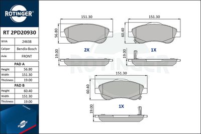 RT2PD20930 ROTINGER Комплект тормозных колодок, дисковый тормоз