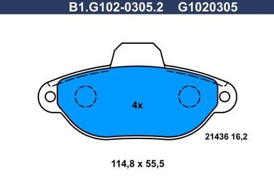 B1G10203052 GALFER Комплект тормозных колодок, дисковый тормоз