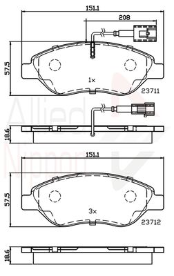 ADB11222 COMLINE Комплект тормозных колодок, дисковый тормоз