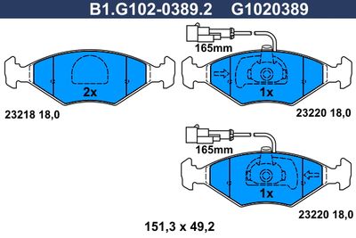 B1G10203892 GALFER Комплект тормозных колодок, дисковый тормоз