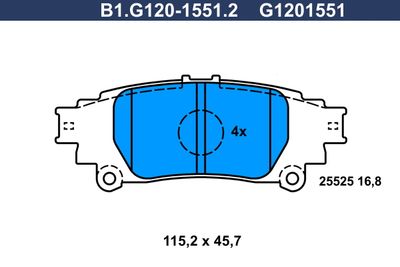 B1G12015512 GALFER Комплект тормозных колодок, дисковый тормоз