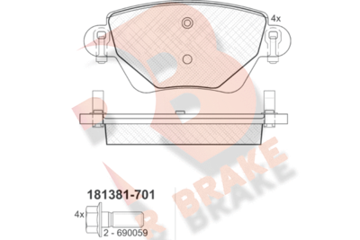 RB1381701 R BRAKE Комплект тормозных колодок, дисковый тормоз