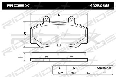 402B0665 RIDEX Комплект тормозных колодок, дисковый тормоз