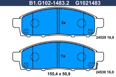 B1G10214832 GALFER Комплект тормозных колодок, дисковый тормоз