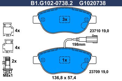 B1G10207382 GALFER Комплект тормозных колодок, дисковый тормоз