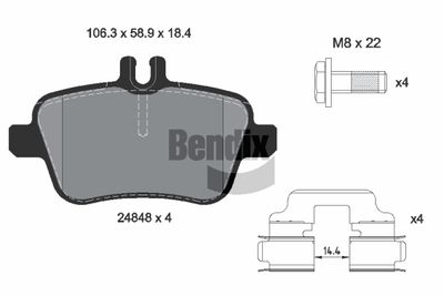 BPD1084 BENDIX Braking Комплект тормозных колодок, дисковый тормоз