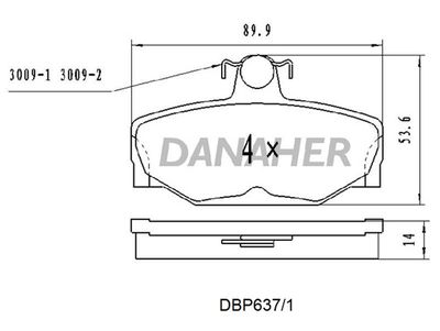 DBP6371 DANAHER Комплект тормозных колодок, дисковый тормоз