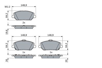 0986424862 BOSCH Комплект тормозных колодок, дисковый тормоз