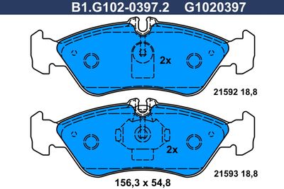 B1G10203972 GALFER Комплект тормозных колодок, дисковый тормоз