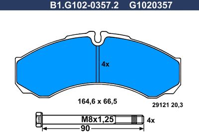 B1G10203572 GALFER Комплект тормозных колодок, дисковый тормоз