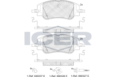 182430 ICER Комплект тормозных колодок, дисковый тормоз