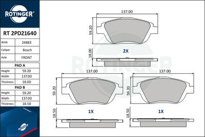 RT2PD21640 ROTINGER Комплект тормозных колодок, дисковый тормоз