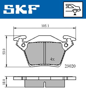 VKBP90568 SKF Комплект тормозных колодок, дисковый тормоз