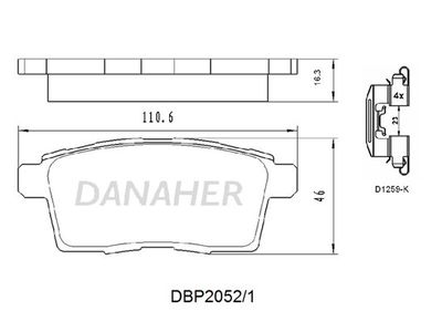 DBP20521 DANAHER Комплект тормозных колодок, дисковый тормоз