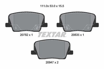 2078201 TEXTAR Комплект тормозных колодок, дисковый тормоз