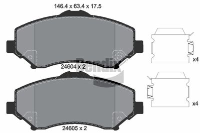 BPD1473 BENDIX Braking Комплект тормозных колодок, дисковый тормоз