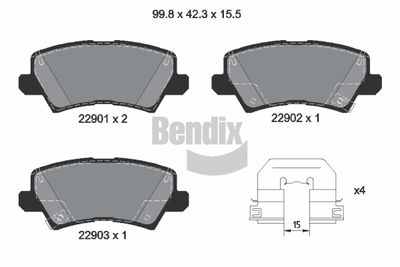 BPD2448 BENDIX Braking Комплект тормозных колодок, дисковый тормоз