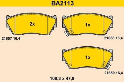 BA2113 BARUM Комплект тормозных колодок, дисковый тормоз