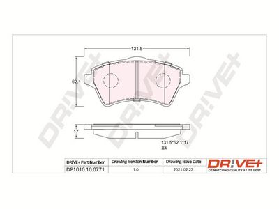 DP1010100771 Dr!ve+ Комплект тормозных колодок, дисковый тормоз