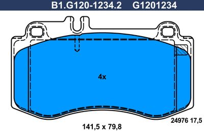 B1G12012342 GALFER Комплект тормозных колодок, дисковый тормоз