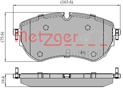 1170921 METZGER Комплект тормозных колодок, дисковый тормоз