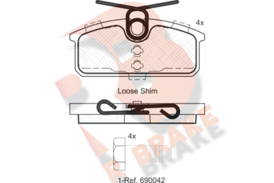 RB2084 R BRAKE Комплект тормозных колодок, дисковый тормоз