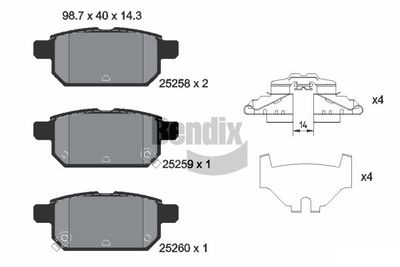 BPD2240 BENDIX Braking Комплект тормозных колодок, дисковый тормоз