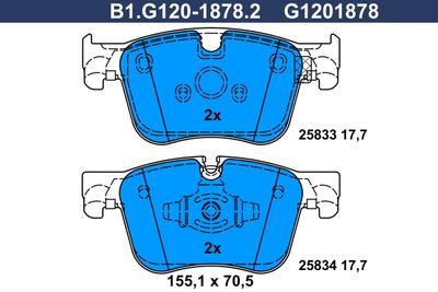 B1G12018782 GALFER Комплект тормозных колодок, дисковый тормоз