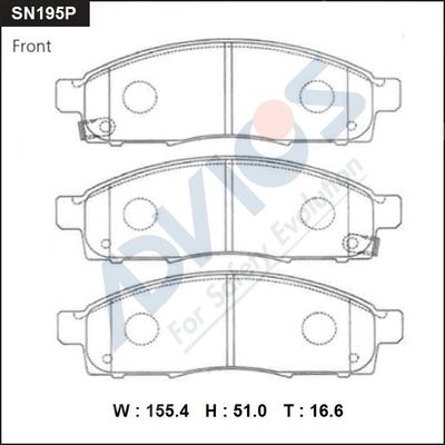 SN195P ADVICS Комплект тормозных колодок, дисковый тормоз