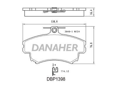 DBP1398 DANAHER Комплект тормозных колодок, дисковый тормоз