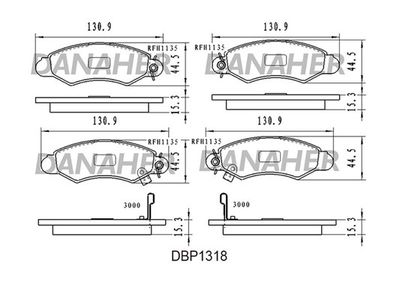 DBP1318 DANAHER Комплект тормозных колодок, дисковый тормоз