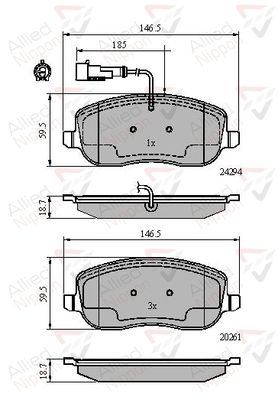 ADB11747 COMLINE Комплект тормозных колодок, дисковый тормоз