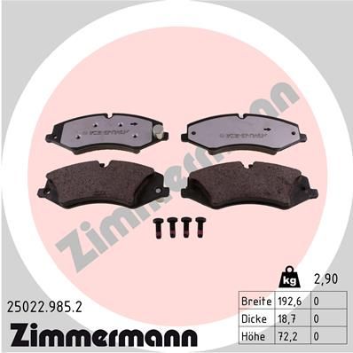 250229852 ZIMMERMANN Комплект тормозных колодок, дисковый тормоз