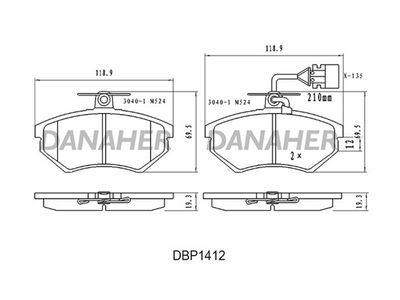 DBP1412 DANAHER Комплект тормозных колодок, дисковый тормоз