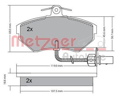 1170082 METZGER Комплект тормозных колодок, дисковый тормоз