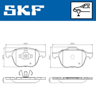 VKBP80016 SKF Комплект тормозных колодок, дисковый тормоз
