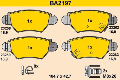 BA2197 BARUM Комплект тормозных колодок, дисковый тормоз