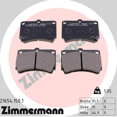 216541501 ZIMMERMANN Комплект тормозных колодок, дисковый тормоз