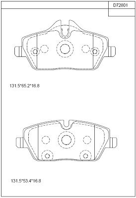 KD72801 ASIMCO Комплект тормозных колодок, дисковый тормоз