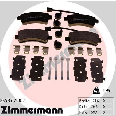 259872002 ZIMMERMANN Комплект тормозных колодок, дисковый тормоз